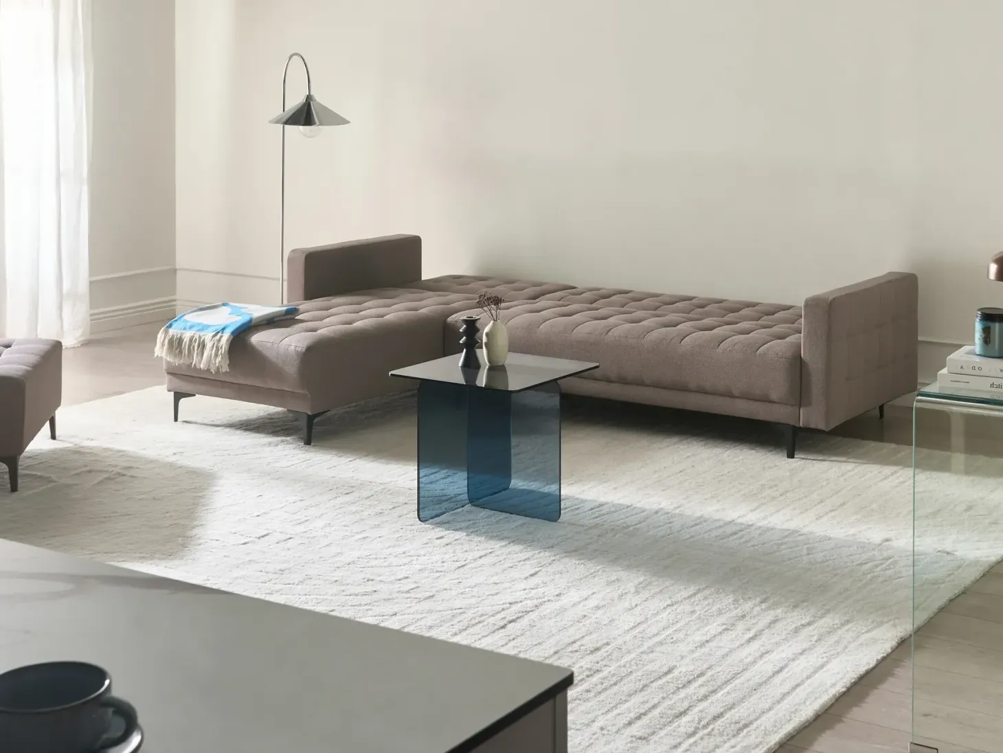 Hjørnesovesofa modul 4 personers ABERDEEN Brungrå Højrevendt