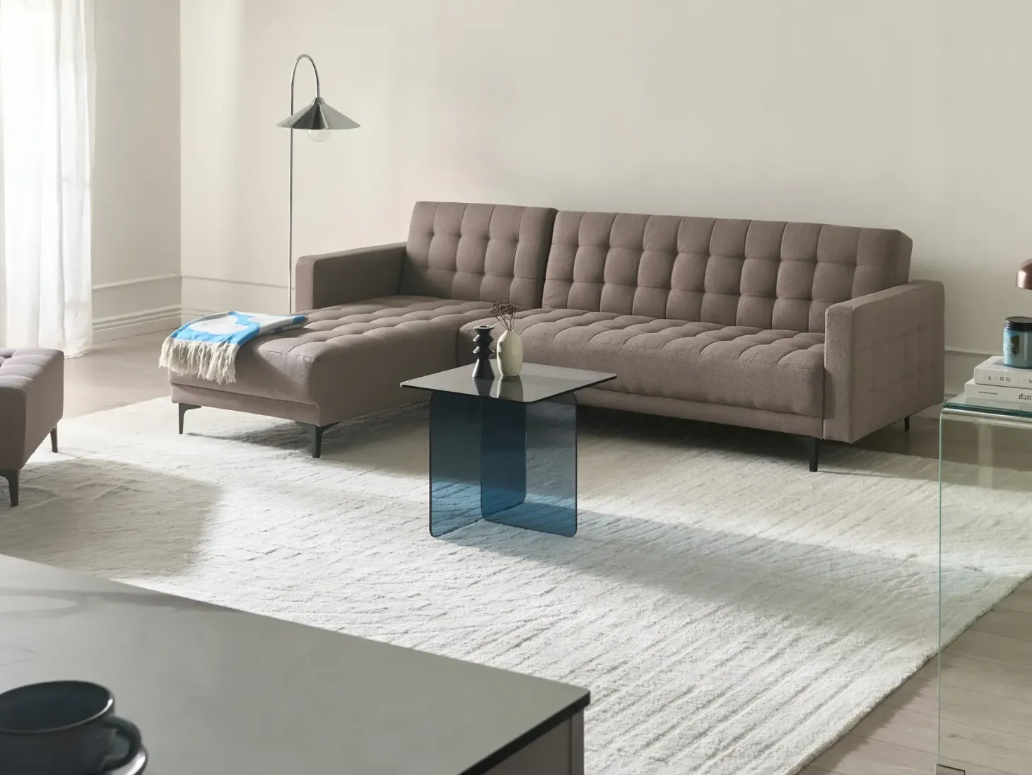 Hjørnesovesofa modul 4 personers ABERDEEN Brungrå Højrevendt