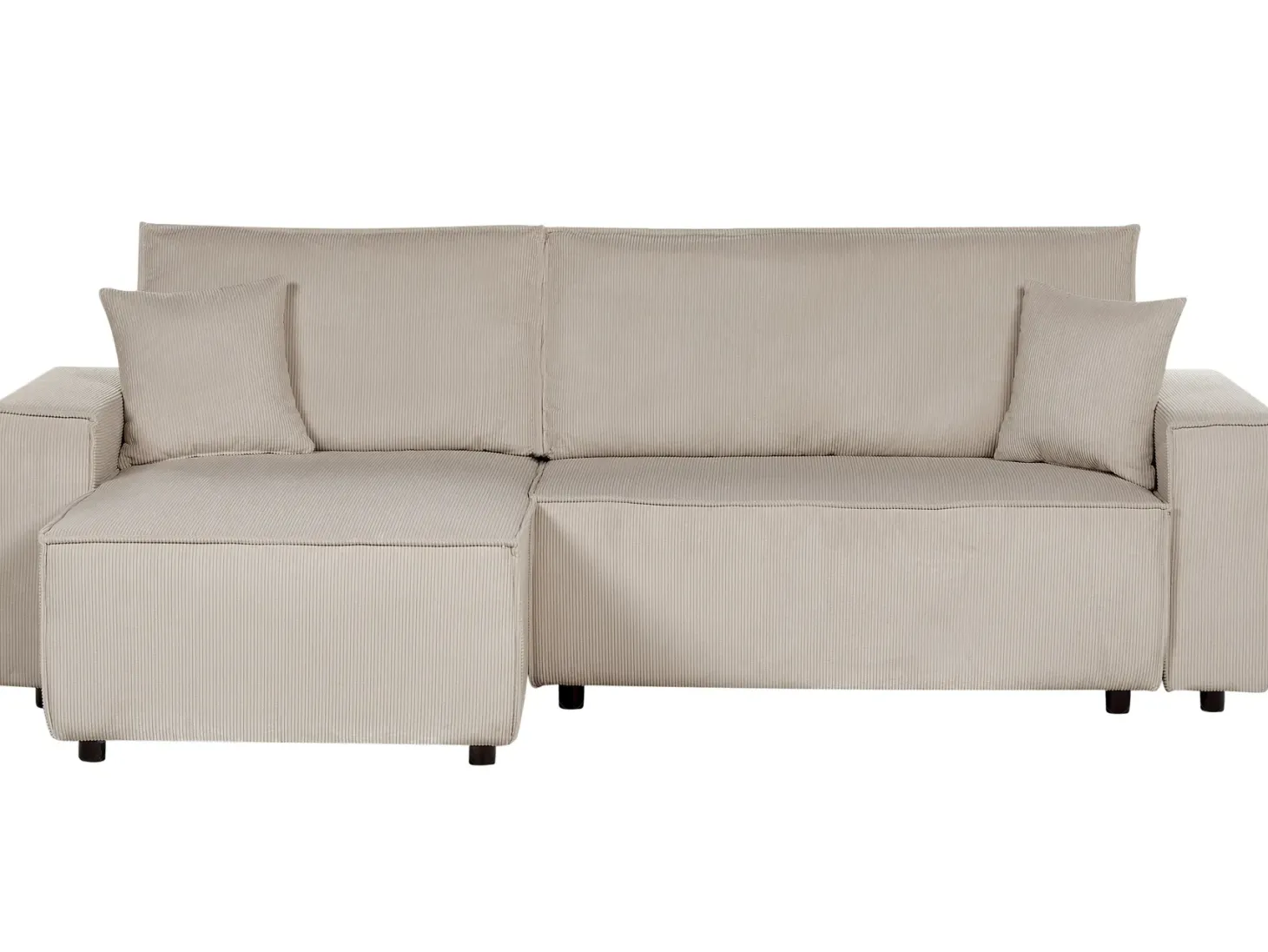 Hjørnesovesofa 3 personers ABACKA Fløjl Beige Højrevendt