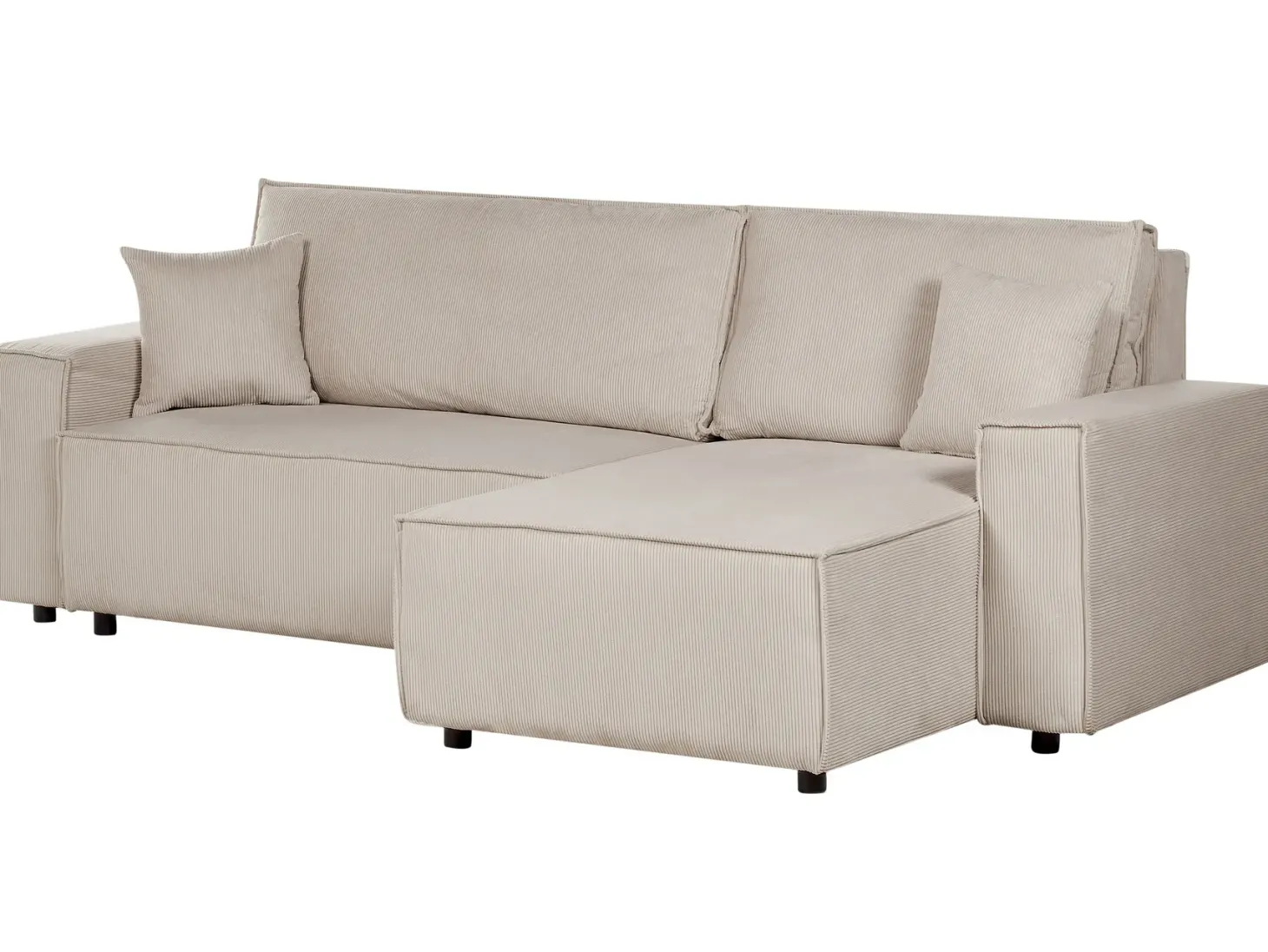 Hjørnesovesofa 3 personers ABACKA Fløjl Beige Venstrevendt