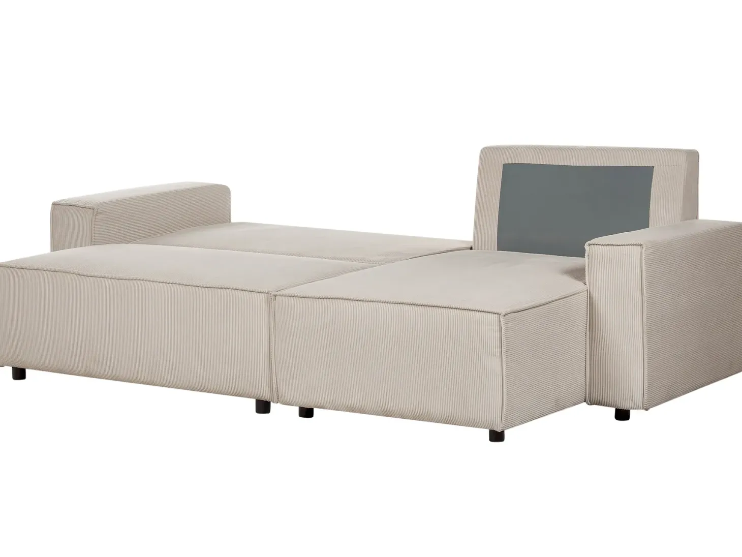 Hjørnesovesofa 3 personers ABACKA Fløjl Beige Venstrevendt