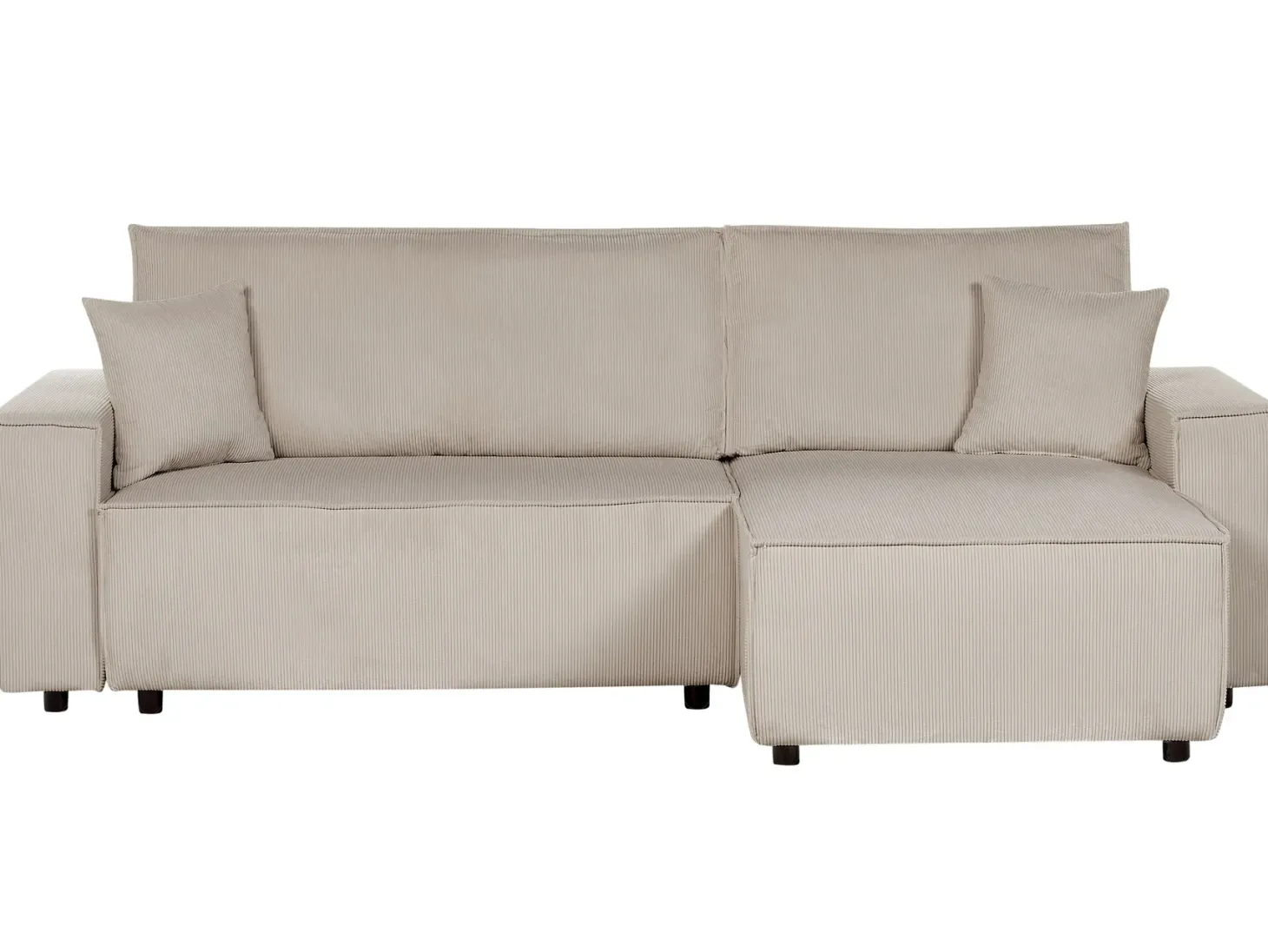Hjørnesovesofa 3 personers ABACKA Fløjl Beige Venstrevendt