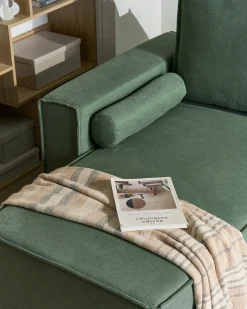 Hjørnesovesofa 3 personers EDANE Lysegrøn med opbevaring Højrevendt