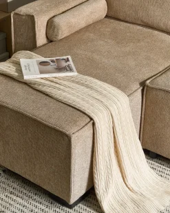 Hjørnesovesofa 3 personers EDANE Beige med opbevaring Højrevendt