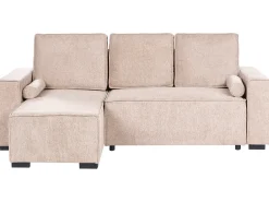 Hjørnesovesofa 3 personers EDANE Beige med opbevaring Højrevendt