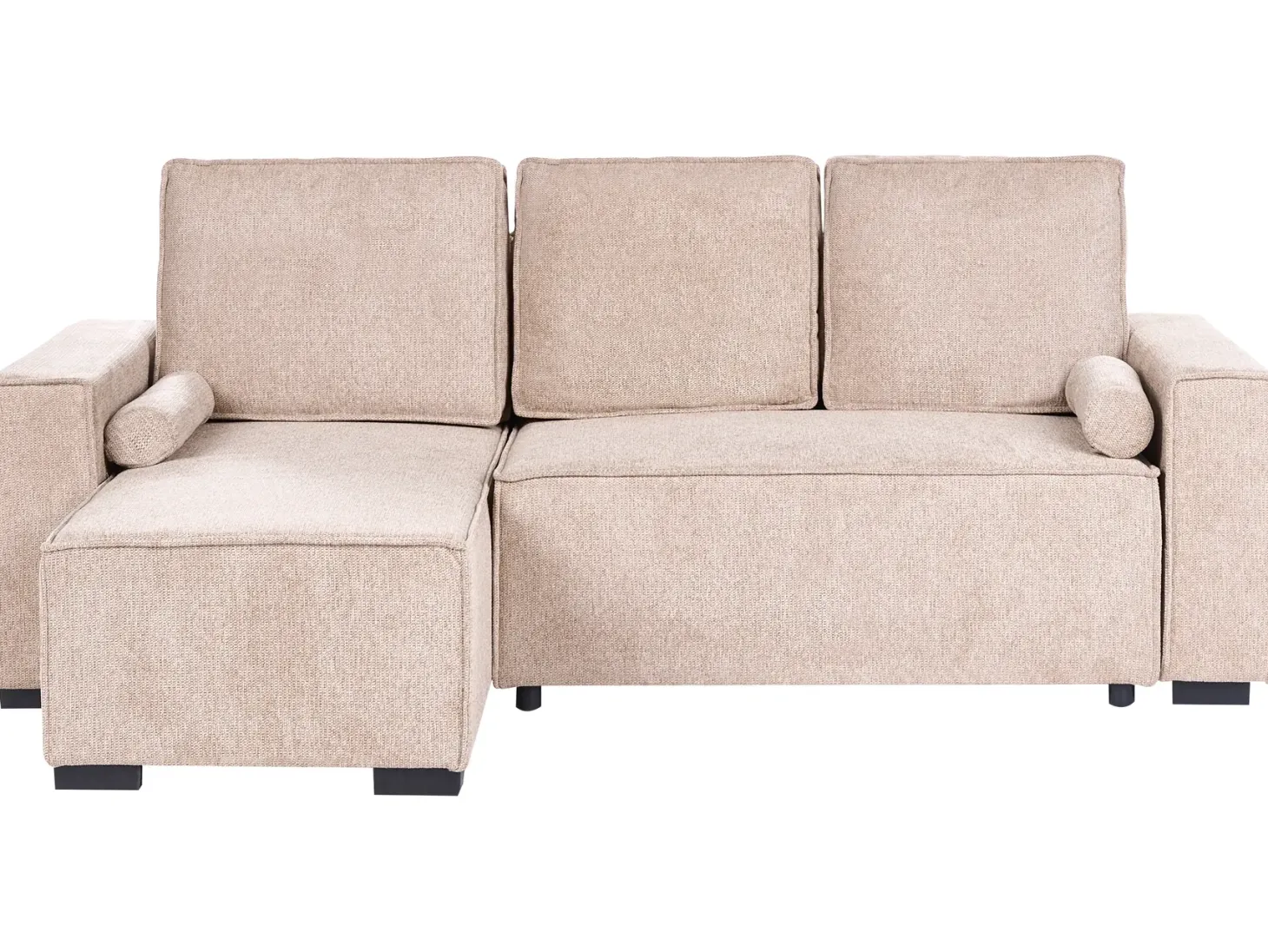 Hjørnesovesofa 3 personers EDANE Beige med opbevaring Højrevendt