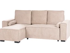 Hjørnesovesofa 3 personers EDANE Beige med opbevaring Højrevendt