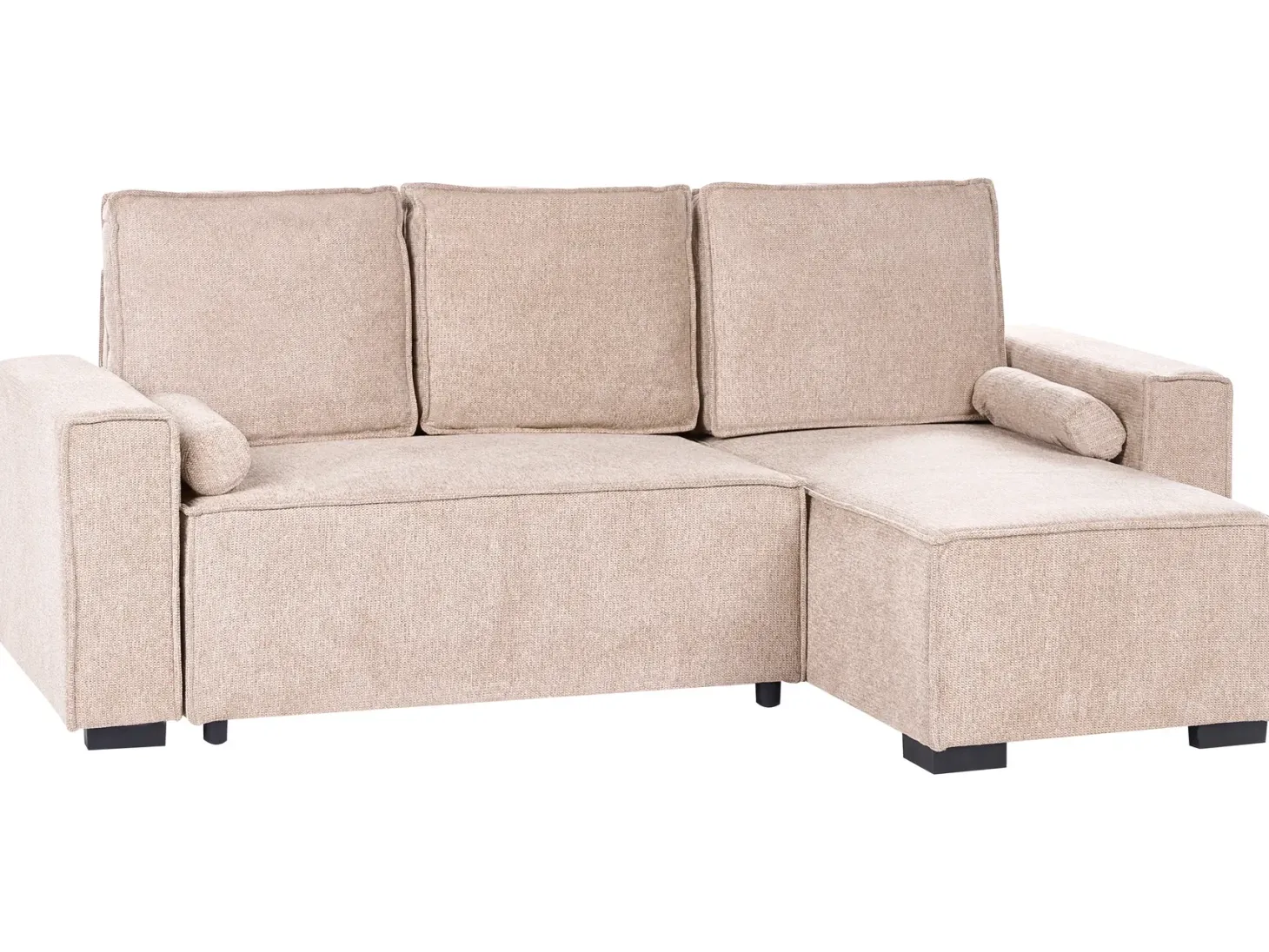 Hjørnesovesofa 3 personers EDANE Beige med opbevaring Venstrevendt