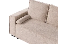 Hjørnesovesofa 3 personers EDANE Beige med opbevaring Venstrevendt