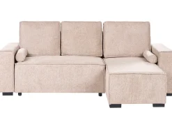 Hjørnesovesofa 3 personers EDANE Beige med opbevaring Venstrevendt