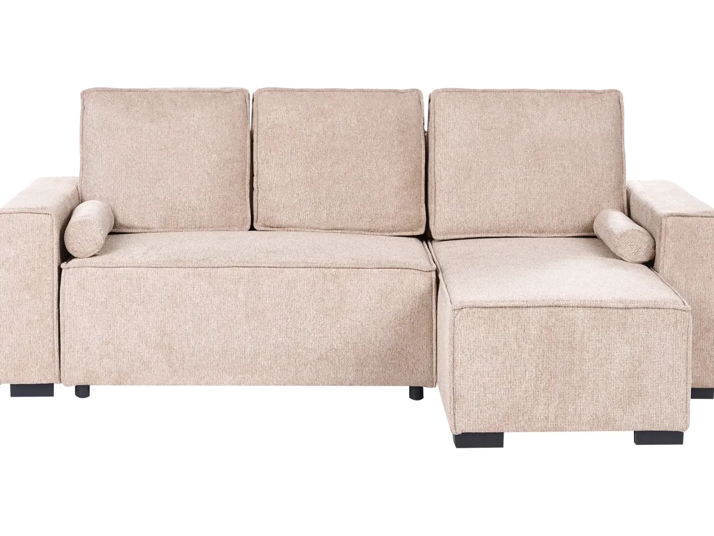 Hjørnesovesofa 3 personers EDANE Beige med opbevaring Venstrevendt
