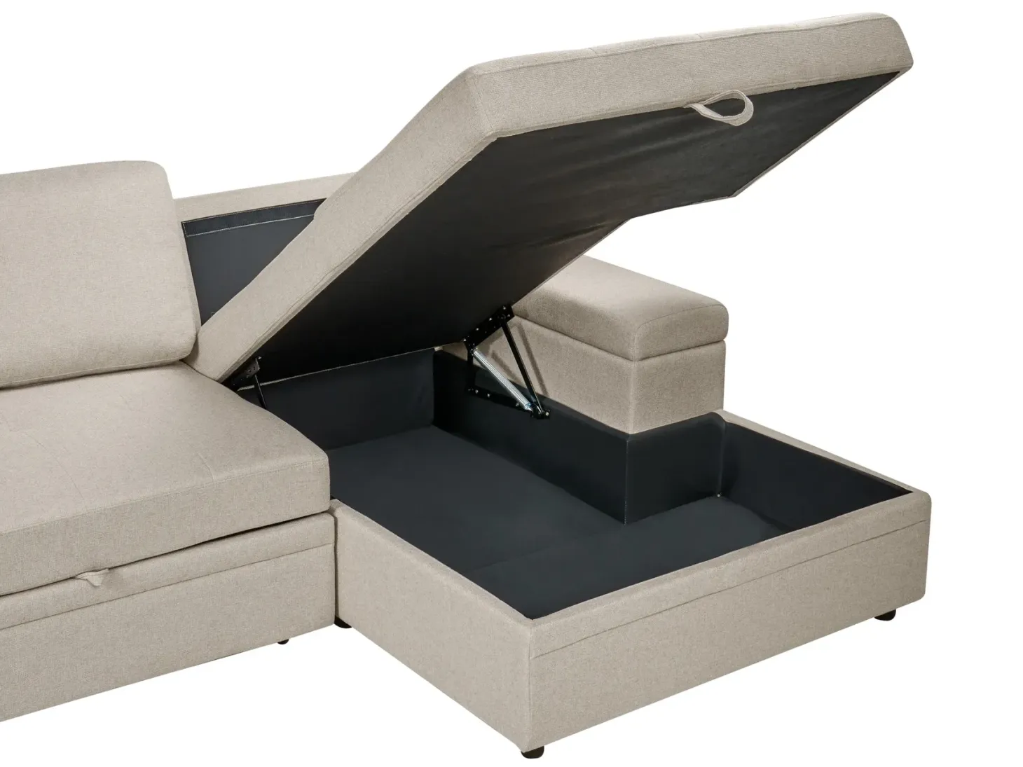 Hjørnesovesofa 3 personers HRISEY Kunstlinned Beige Venstrevendt