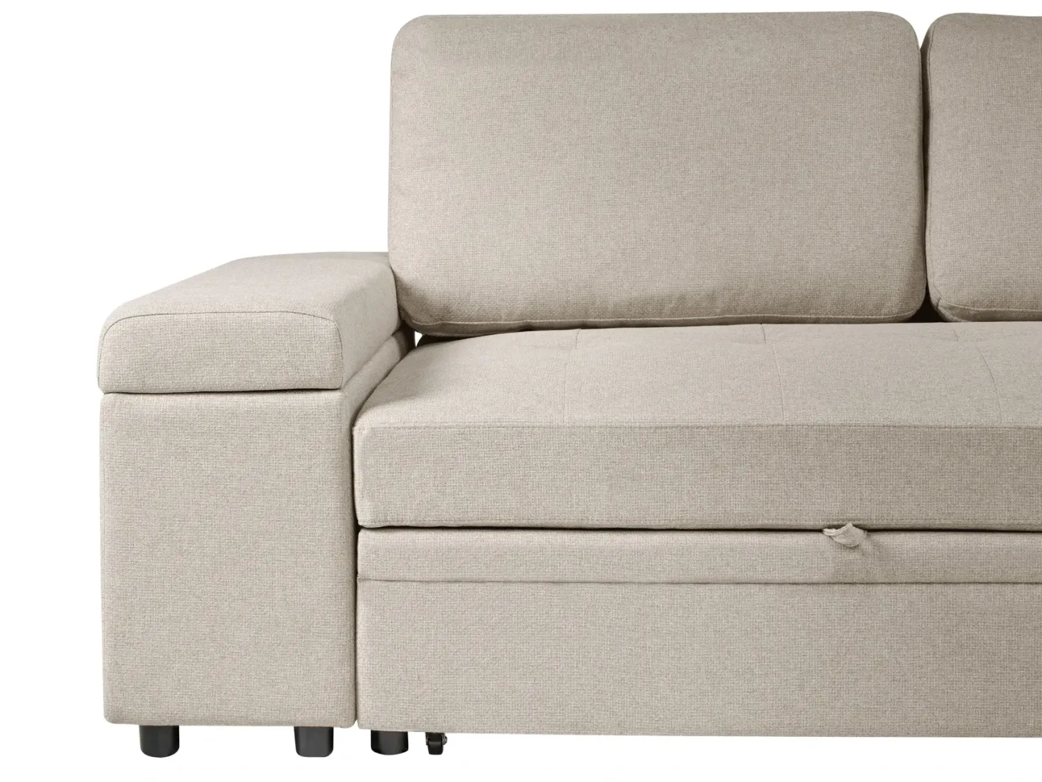 Hjørnesovesofa 3 personers HRISEY Kunstlinned Beige Venstrevendt