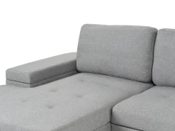 Hjørnesovesofa 3 personers HRISEY Kunstlinned Grå med opbevaring Højrevendt