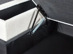 Hjørnesovesofa 3 personers HRISEY Boucle Hvid med opbevaring Venstrevendt