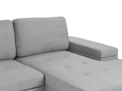 Hjørnesovesofa 3 personers HRISEY Kunstlinned Grå med opbevaring Venstrevendt