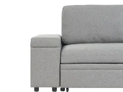 Hjørnesovesofa 3 personers HRISEY Kunstlinned Grå med opbevaring Venstrevendt