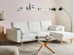 Hjørnesovesofa 3 personers KAARINA Hvid Venstrevendt
