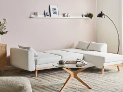 Hjørnesovesofa 3 personers KAARINA Hvid Venstrevendt