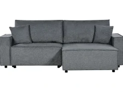 Hjørnesovesofa 3 personers KARILA Mørkegrå med opbevaring Venstrevendt