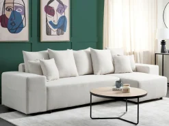 Hjørnesovesofa 3 personers LUSPA Lys Beige med opbevaring Venstrevendt