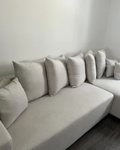 Hjørnesovesofa 3 personers LUSPA Lys Beige med opbevaring Venstrevendt