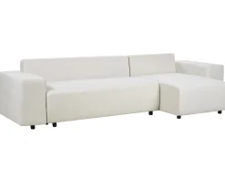 Hjørnesovesofa 3 personers LUSPA Lys Beige med opbevaring Venstrevendt