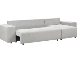 Hjørnesovesofa 3 personers LUSPA Lysegrå med opbevaring Venstrevendt