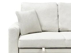 Hjørnesovesofa 3 personers NASSJO Kunstlinned Lys Beige Venstrevendt