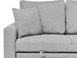 Hjørnesovesofa 3 personers NASSJO Kunstlinned Grå Venstrevendt