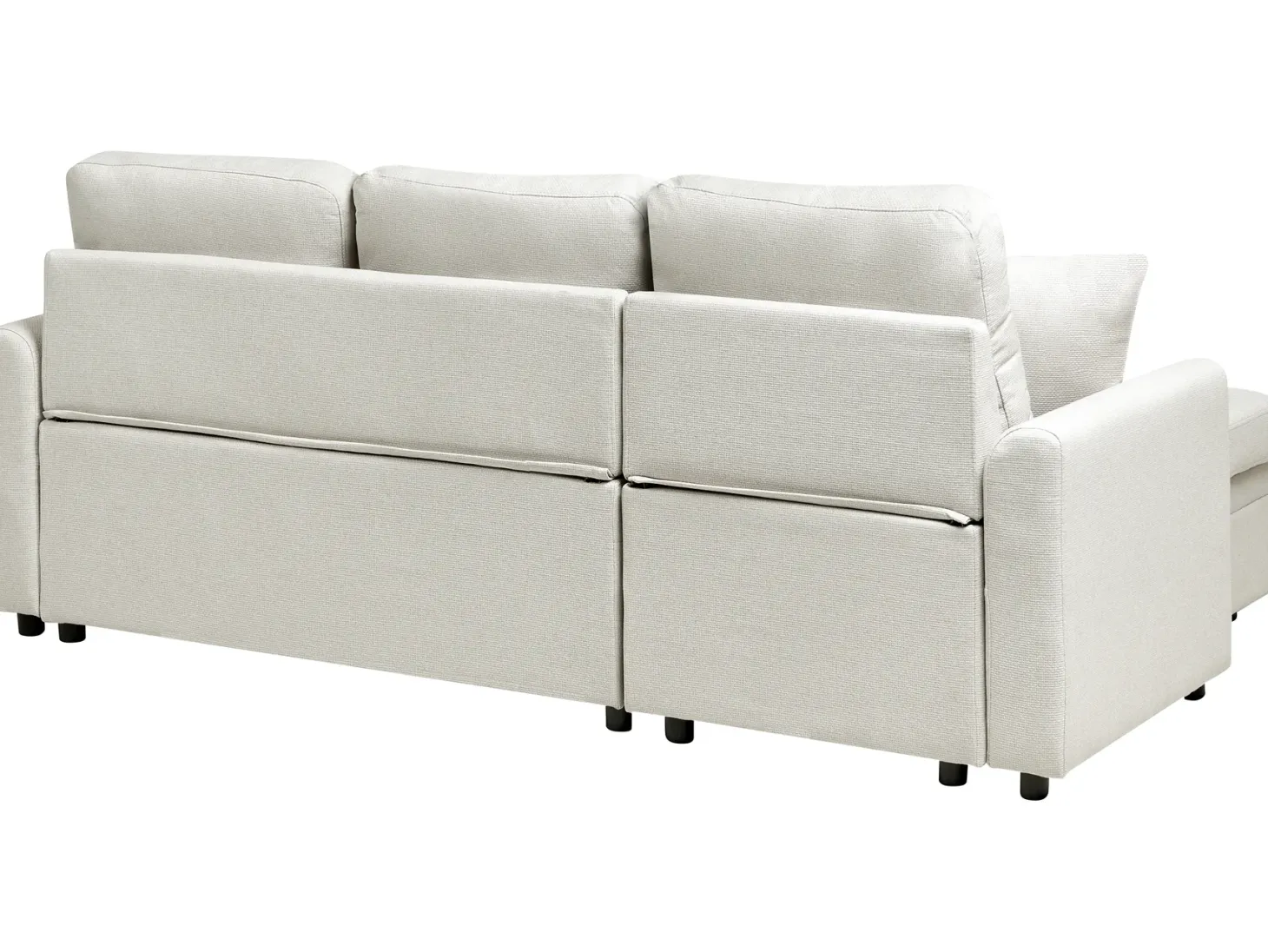 Hjørnesovesofa 3 personers NASSJO Kunstlinned Lys Beige Højrevendt