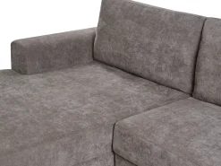 Hjørnesovesofa 3 personers NUBORG Chenille Brungrå med opbevaring Venstrevendt