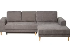 Hjørnesovesofa 3 personers NUBORG Chenille Brungrå med opbevaring Venstrevendt