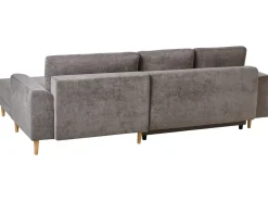 Hjørnesovesofa 3 personers NUBORG Chenille Brungrå med opbevaring Venstrevendt