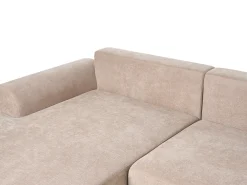 Hjørnesovesofa 3 personers NUBORG Chenille Lysebrun Venstrevendt