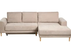Hjørnesovesofa 3 personers NUBORG Chenille Lysebrun Venstrevendt