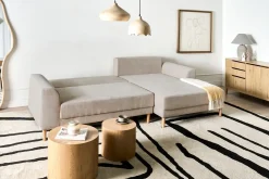 Hjørnesovesofa 3 personers NUBORG Chenille Lys Beige Venstrevendt