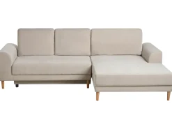 Hjørnesovesofa 3 personers NUBORG Chenille Lys Beige Venstrevendt