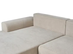 Hjørnesovesofa 3 personers NUBORG Chenille Lys Beige Venstrevendt
