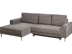 Hjørnesovesofa 3 personers NUBORG Chenille Brungrå Højrevendt