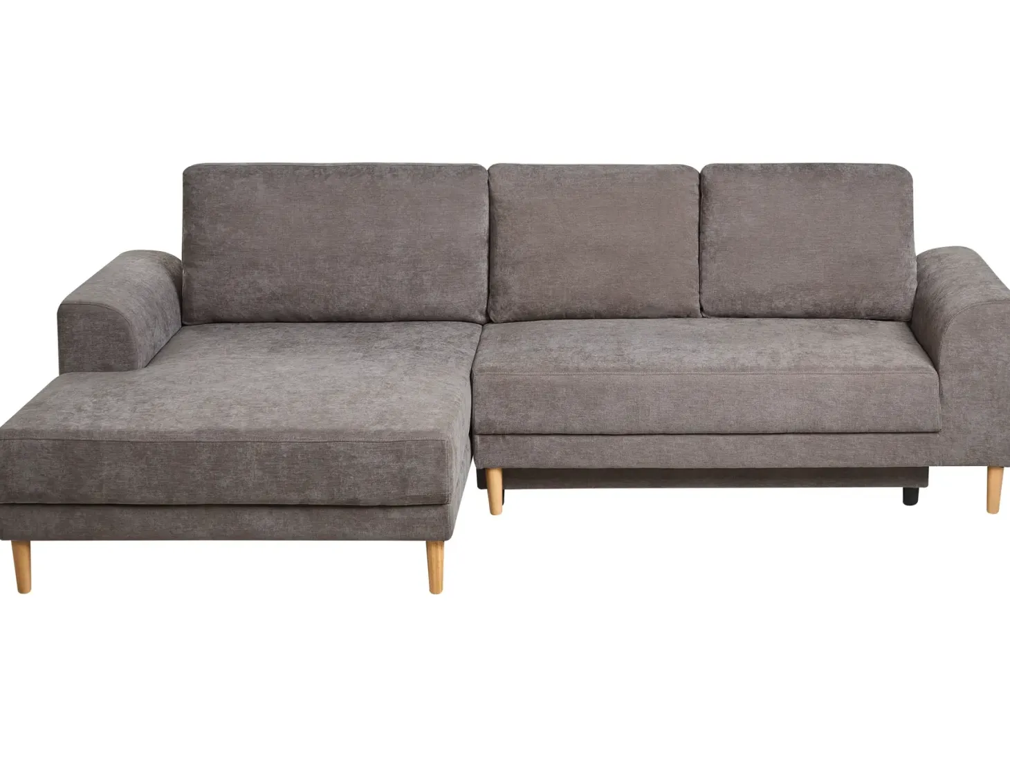 Hjørnesovesofa 3 personers NUBORG Chenille Brungrå Højrevendt
