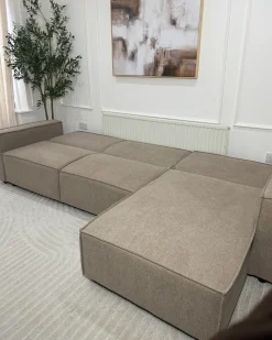 Hjørnesovesofa 3 personers ROMEDAL II Beige Venstrevendt