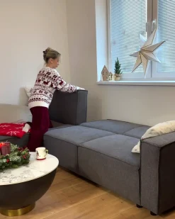 Hjørnesovesofa 3 personers ROMEDAL II Grafit Højrevendt