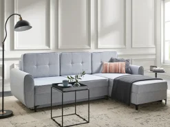 Hjørnesovesofa 3 personers SIMRIS Himmelblå med opbevaring Venstrevendt