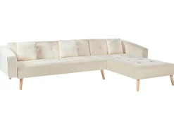 Hjørnesovesofa 4 personers VADSO Velour Lys Beige Venstrevendt