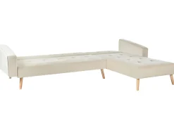 Hjørnesovesofa 4 personers VADSO Velour Lys Beige Venstrevendt