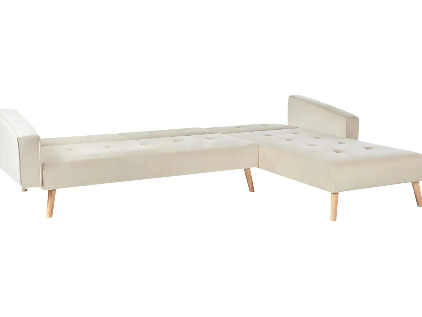 Hjørnesovesofa 4 personers VADSO Velour Lys Beige Venstrevendt