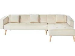 Hjørnesovesofa 4 personers VADSO Velour Lys Beige Venstrevendt