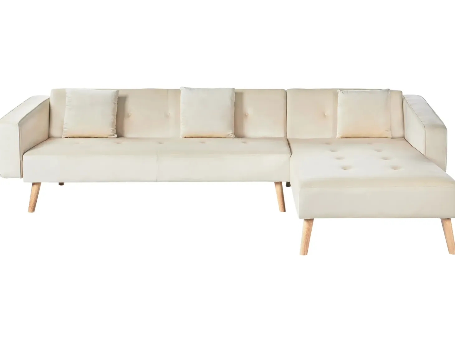 Hjørnesovesofa 4 personers VADSO Velour Lys Beige Venstrevendt