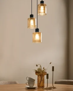 Hængelampe med 3 lys KITARE Glas Beige